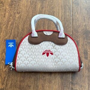 Adidas Trefoil Monogram Jacquard Suede Satchel Bag